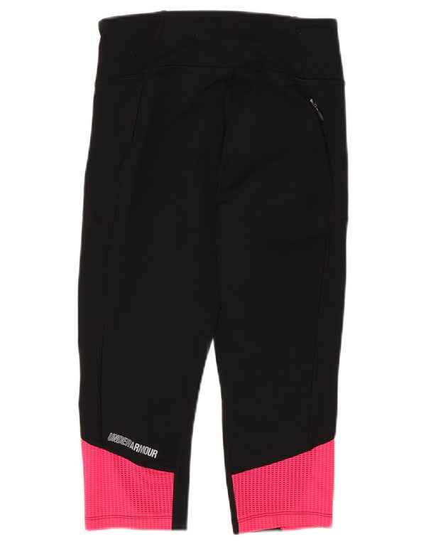 Under Armour Womens Heat Gear Capri Leggings UK 10 Small Black Colourblock