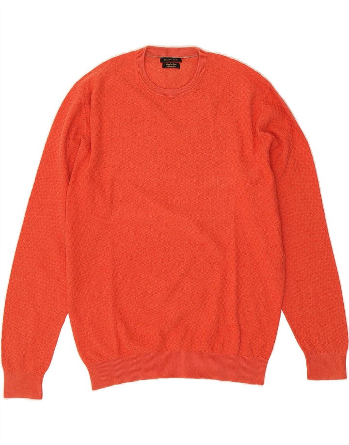 MASSIMO DUTTI Womens Crew Neck Jumper Sweater UK 16 Large Orange Cotton Vintage Massimo Dutti and Second-Hand Massimo Dutti from Messina Hembry 
