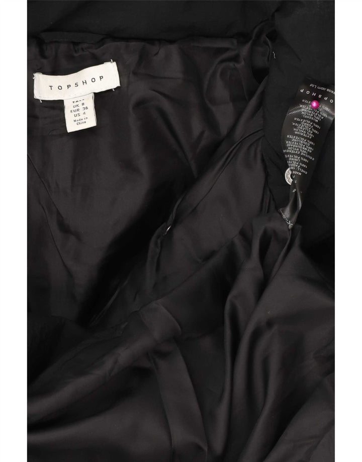Topshop Dame Hætte Oversized Polstret Jakke UK 8 Small Black Polyester
