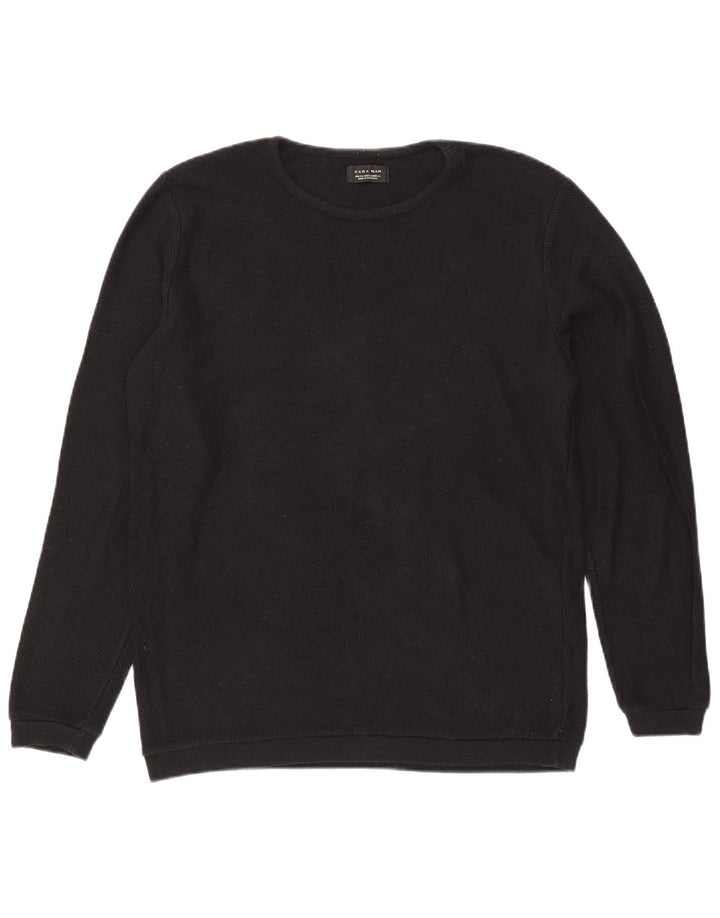 Zara Herre sweater med rund hals XL sort polyester