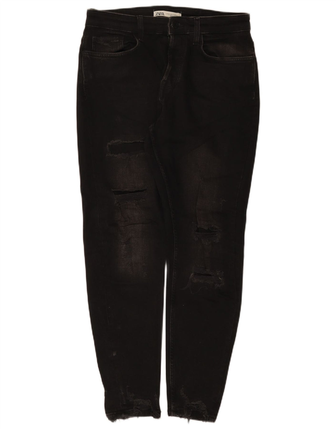 Zara Herre Distressed Slim Jeans EU 40 Medium W31 L28 Sort Bomuld