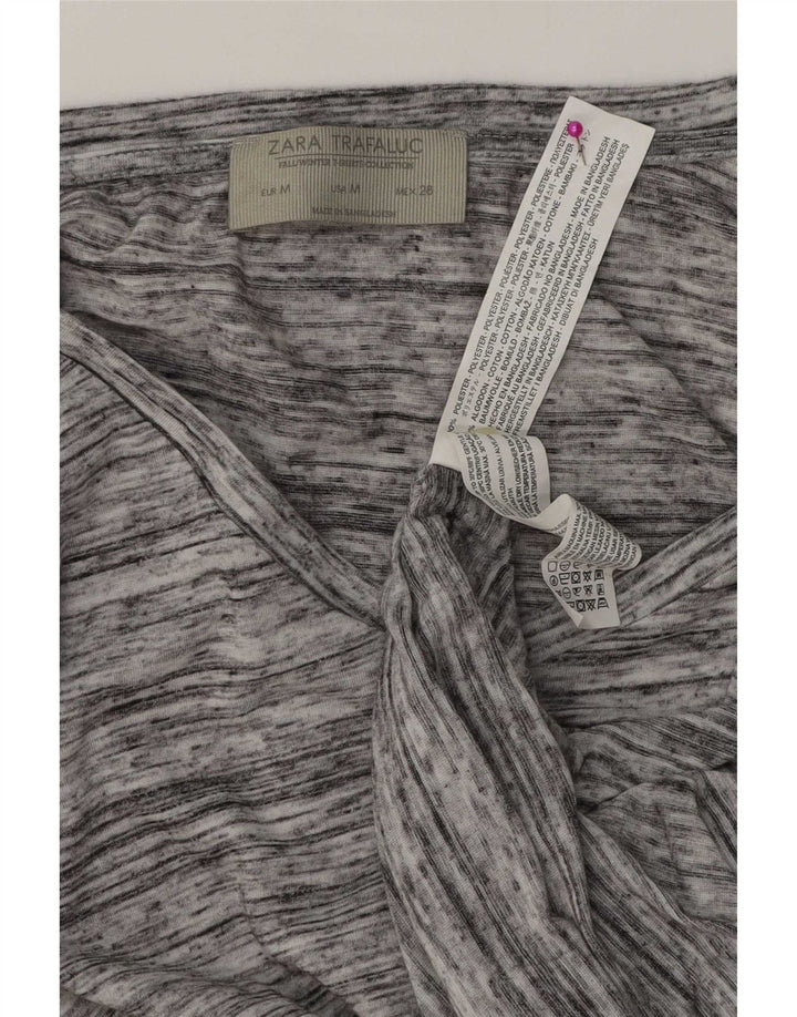 Zara Dame Oversized Top Langærmet UK 14 Medium Grey Flecked Polyester