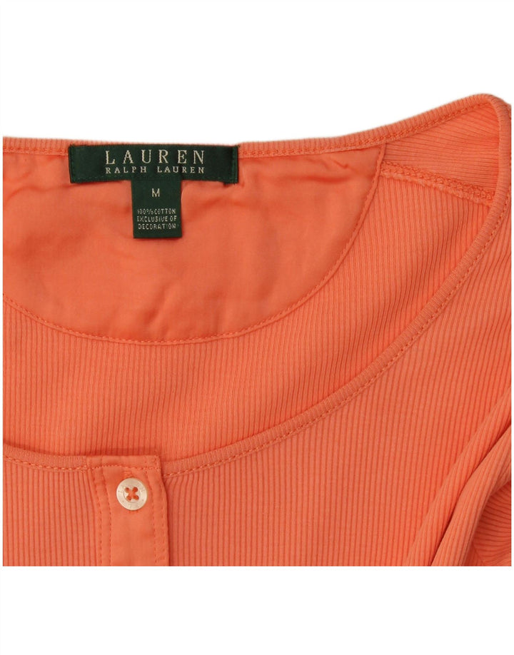 Ralph Lauren Dame Top 3/4 ærmer UK 12 Medium Orange Bomuld