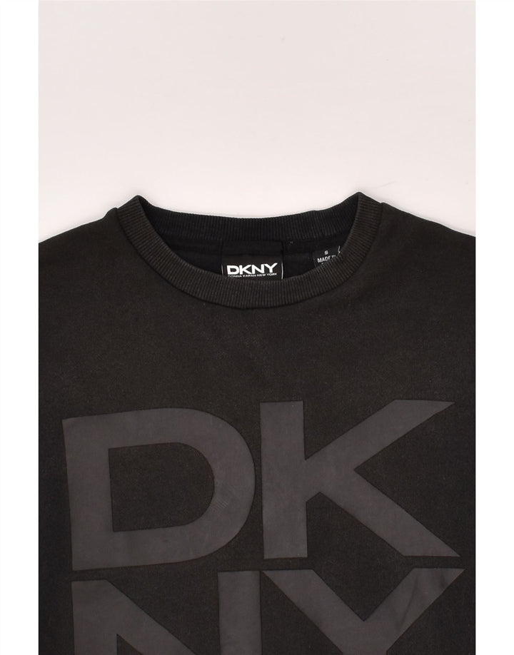 DKNY Mens Graphic Sweatshirt Jumper Small Black Cotton | Vintage Dkny | Thrift | Second-Hand Dkny | Used Clothing | Messina Hembry 