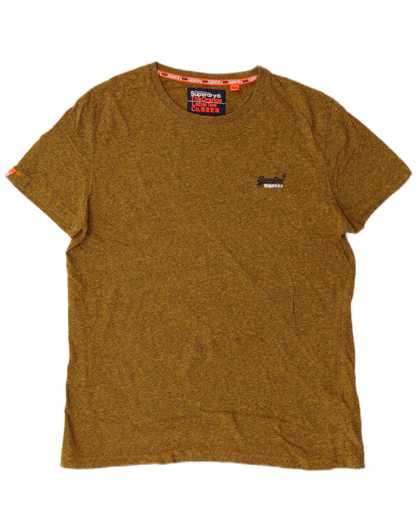 SUPERDRY T-shirt top til kvinder XL Grøn Flecked Bomuld