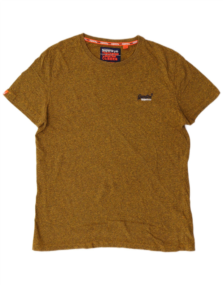 SUPERDRY T-shirt top til kvinder XL Grøn Flecked Bomuld