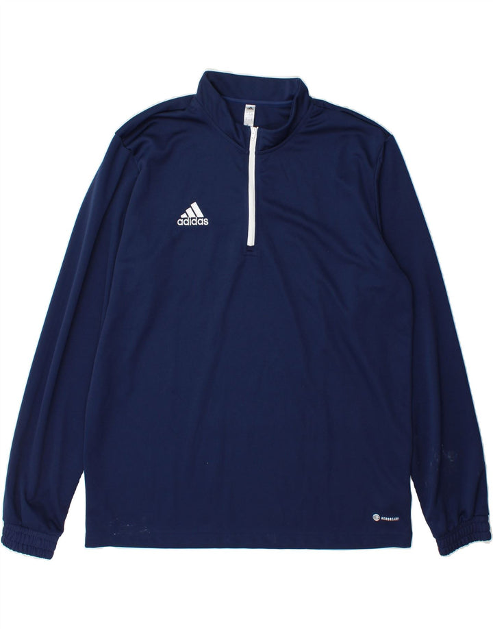 ADIDAS Mens Aeroready Zip Neck Pullover Tracksuit Top XL Navy Blue Vintage Adidas and Second-Hand Adidas from Messina Hembry 