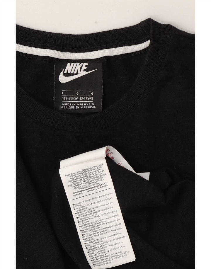 Nike Boys Top Langærmet 12-13 år Stor Sort Colourblock Bomuld
