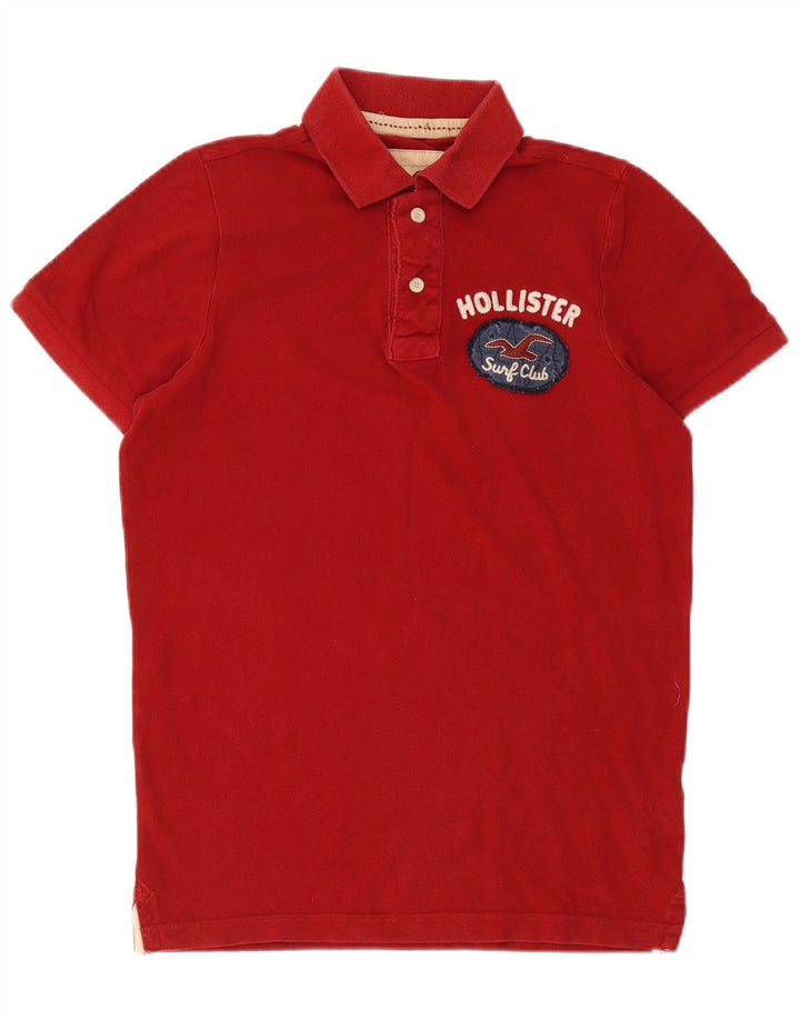 Hollister Herre grafisk poloshirt Medium rød bomuld