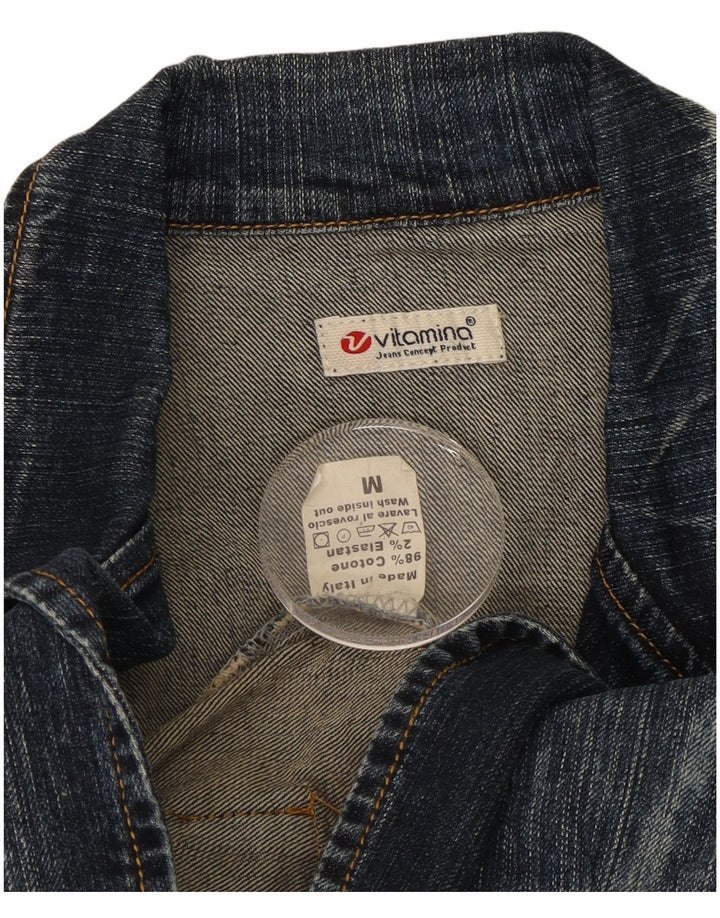 Vitamina Dame 1 Knap Denim Blazer Jacket UK 14 Medium Blue Bomuld