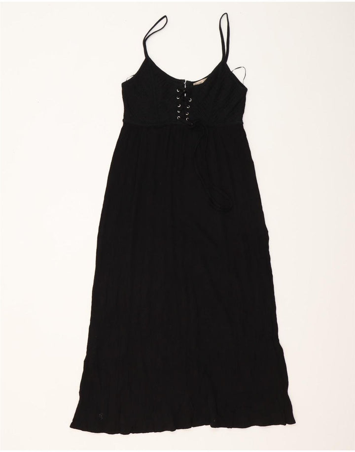 Zara Dame Maxi Sundress UK 12 Medium Black Bomuld