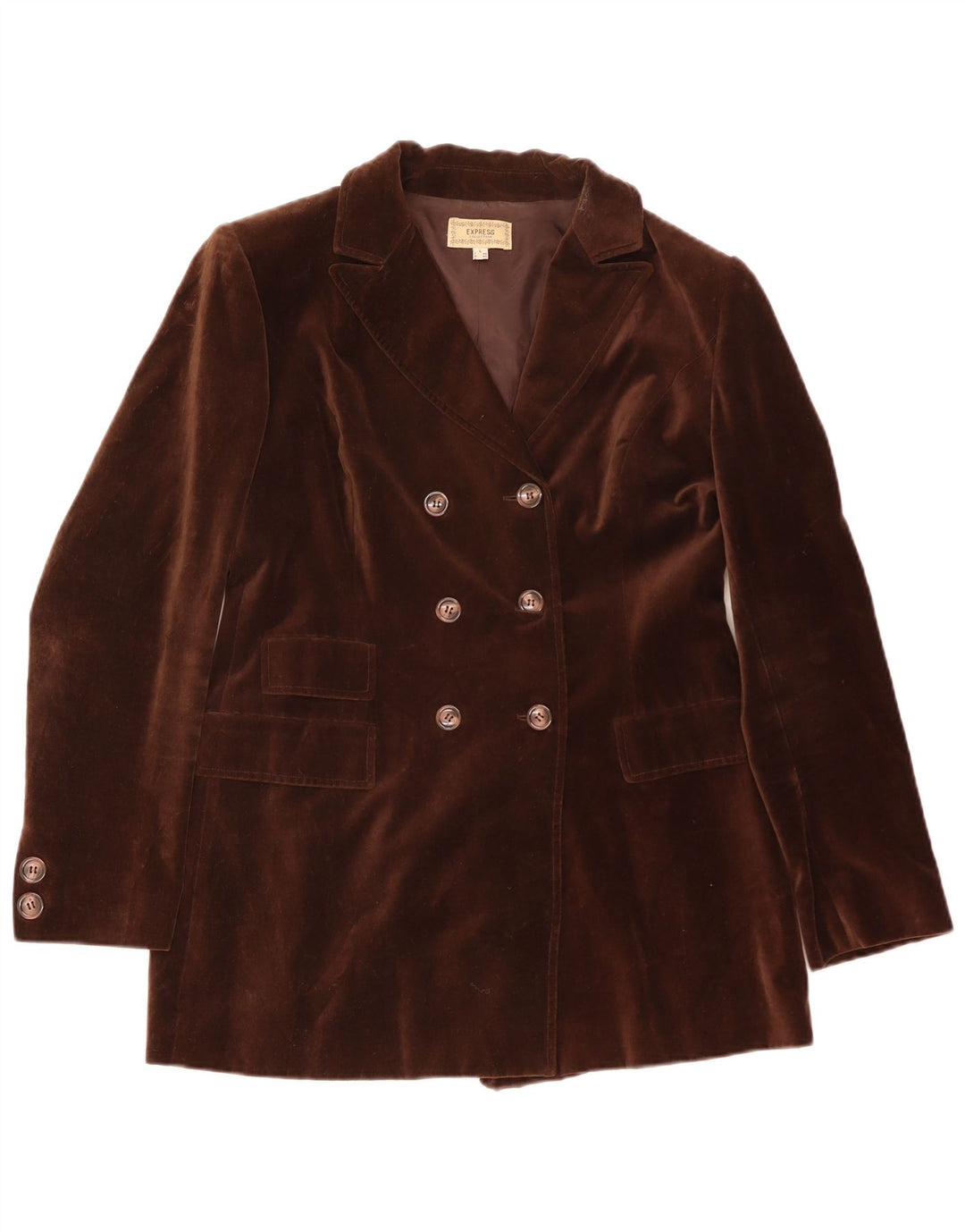 Express Dame Double Breasted Velvet Blazer Jacket UK 14 Large Brown