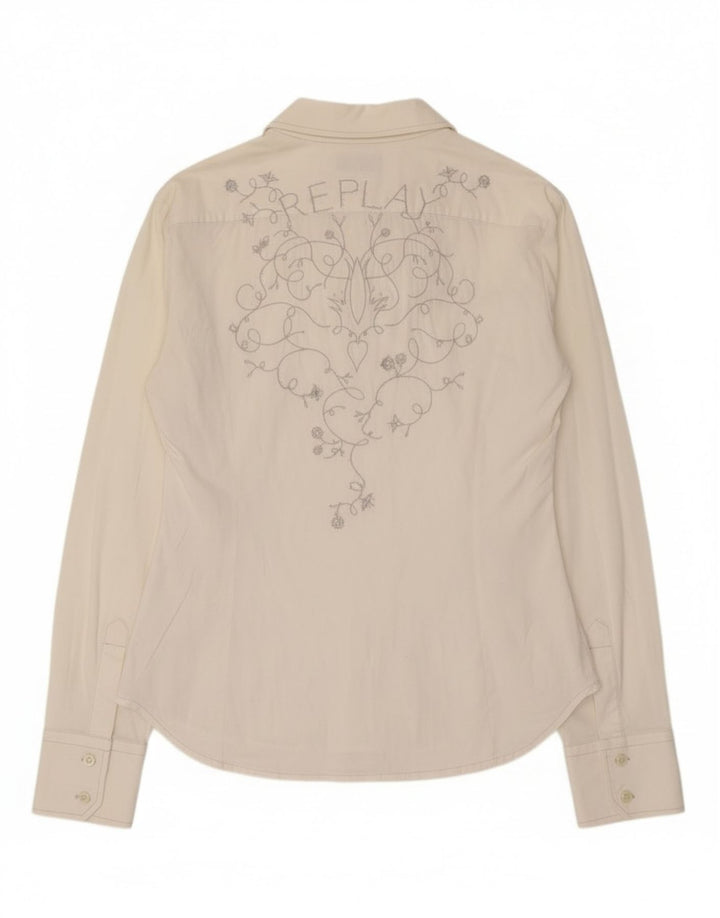 Replay Womens Grafisk skjorte UK 14 Large White Floral