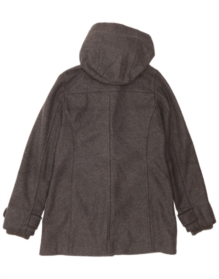 Tommy Hilfiger Dame Hooded Duffel Coat UK 14 Medium Grey Uld