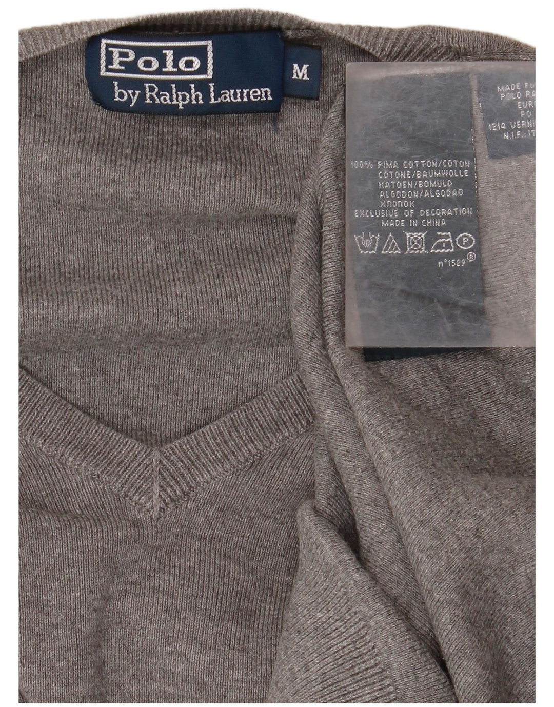 POLO RALPH LAUREN Herre V-hals sweater Medium Grå Bomuld