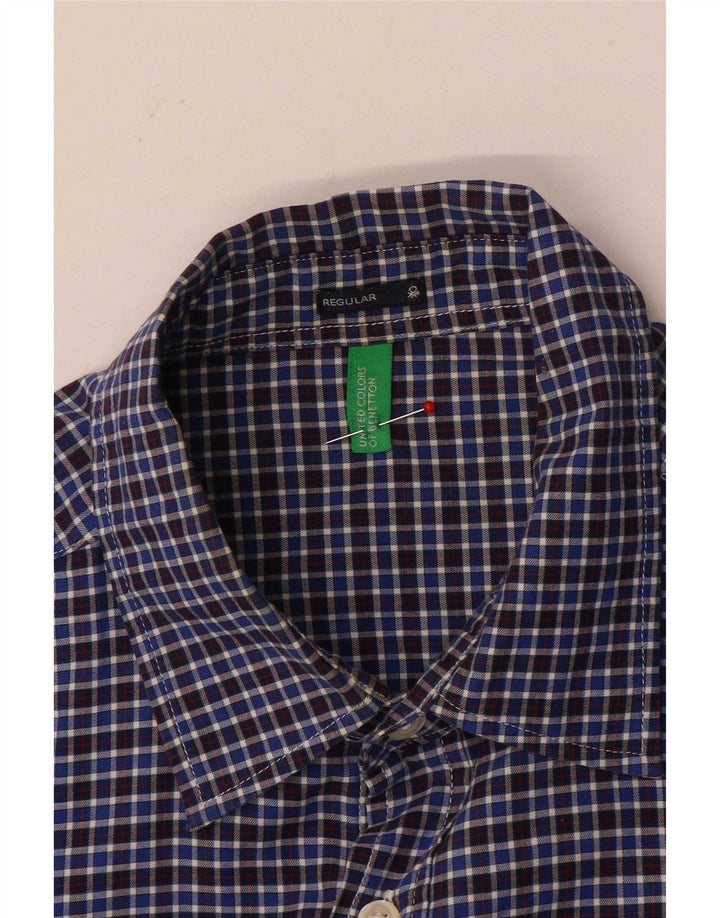 Benetton Herre Regular Fit skjorte Medium Blue Check