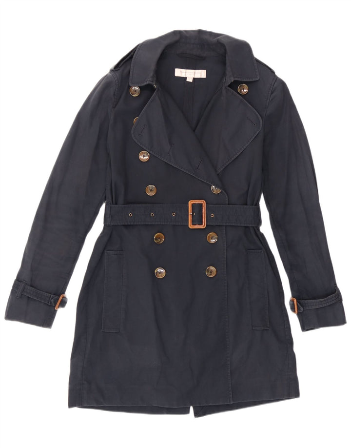 French Connection Dame Trench Coat UK 10 Small Navy Blue Cotton