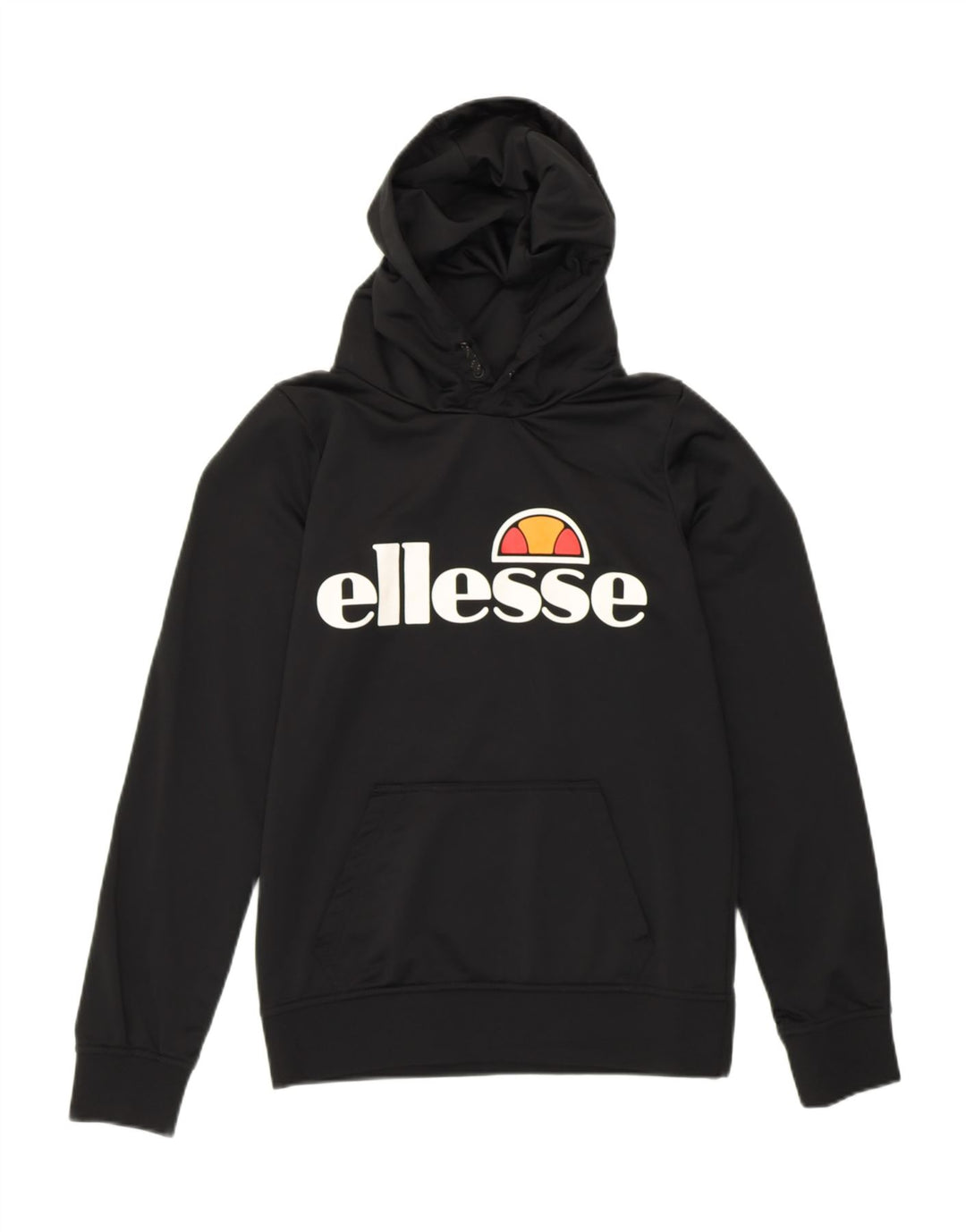 ELLESSE Boys Graphic Hoodie Jumper 12-13 Years Black Polyester Vintage Ellesse and Second-Hand Ellesse from Messina Hembry 