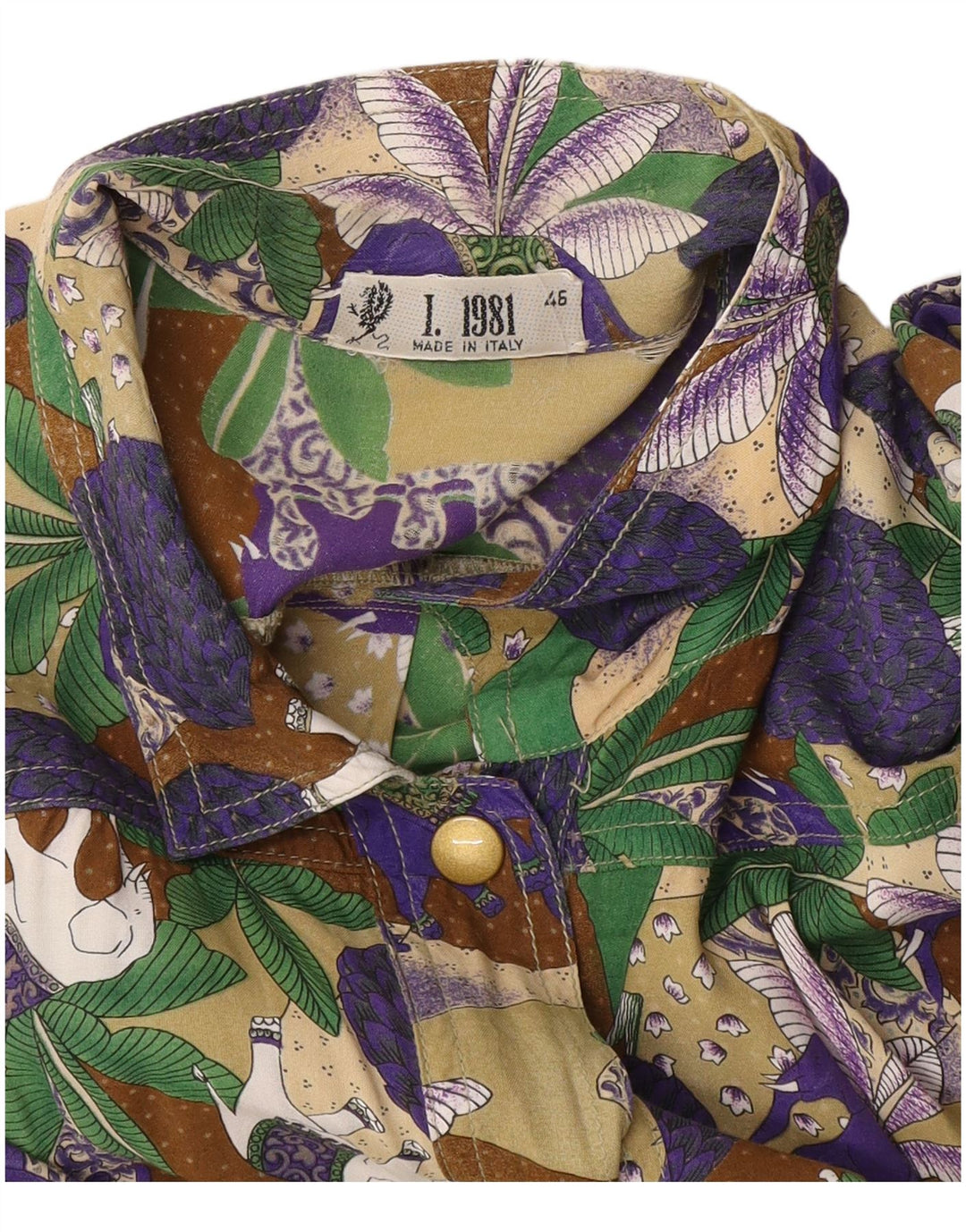 Vintage Dame Kortærmet Skjorte Bluse IT 46 Stor Flerfarvet