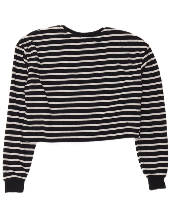 Topshop Womens Crop Oversized Top Langærmet UK 6 XS Marineblå Stribet