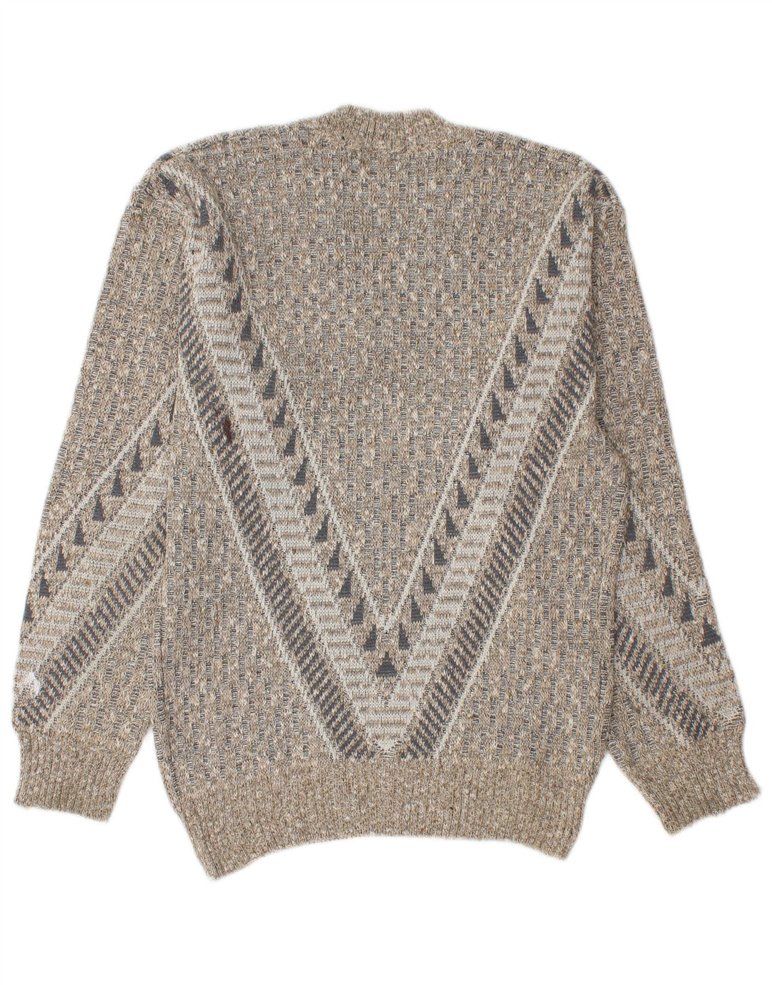 Vintage herre V-hals sweater lille grå geometrisk