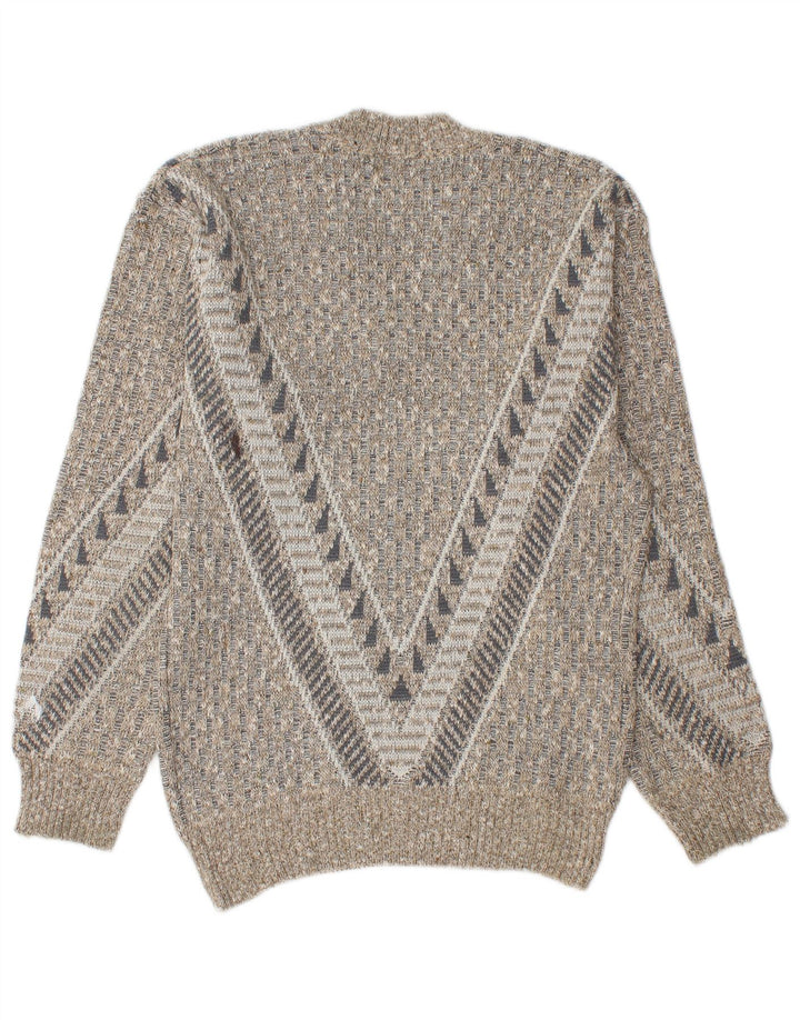 Vintage herre V-hals sweater lille grå geometrisk