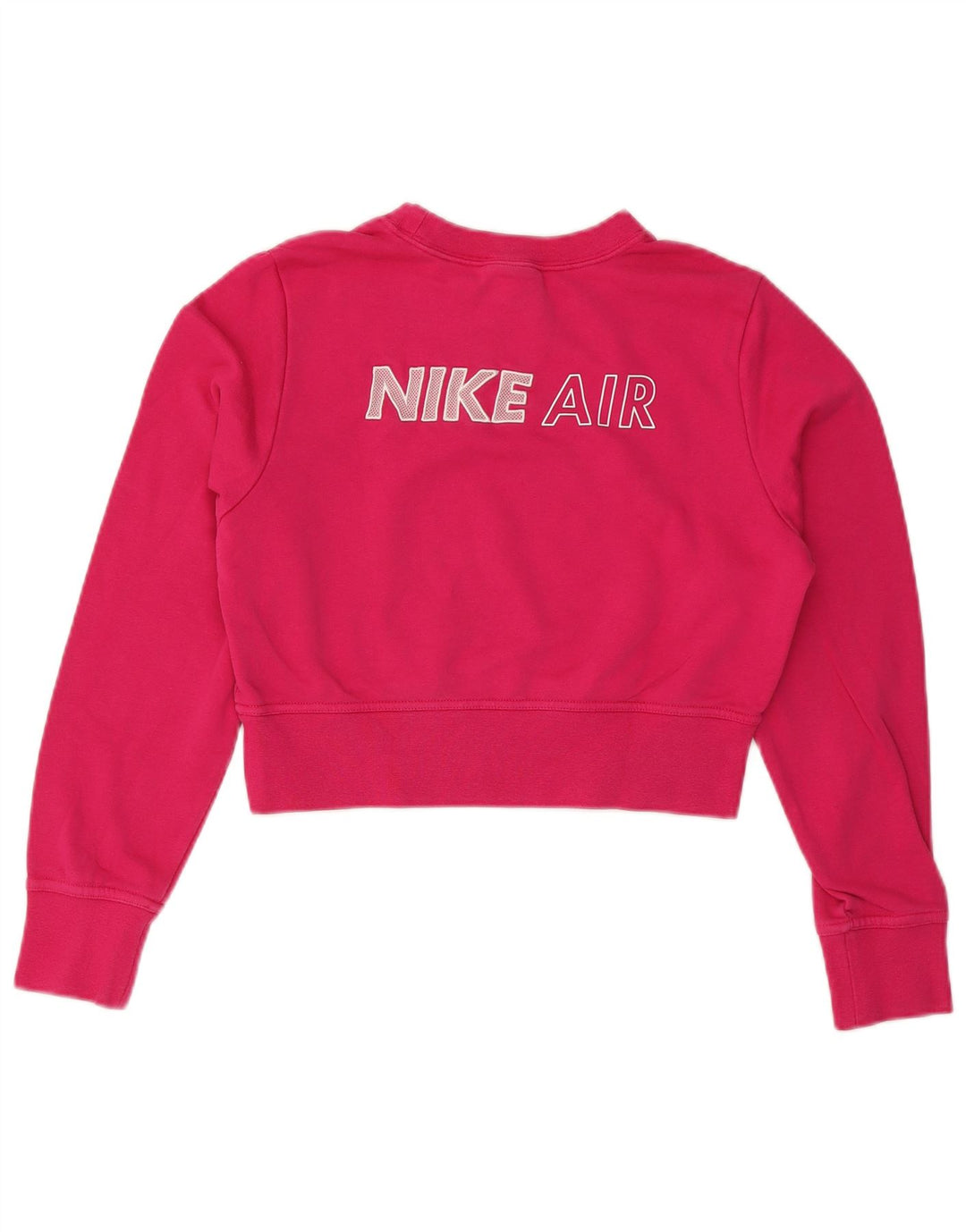 Nike Womens Crop Graphic Sweatshirt Jumper UK 14 Medium Pink Bomuld