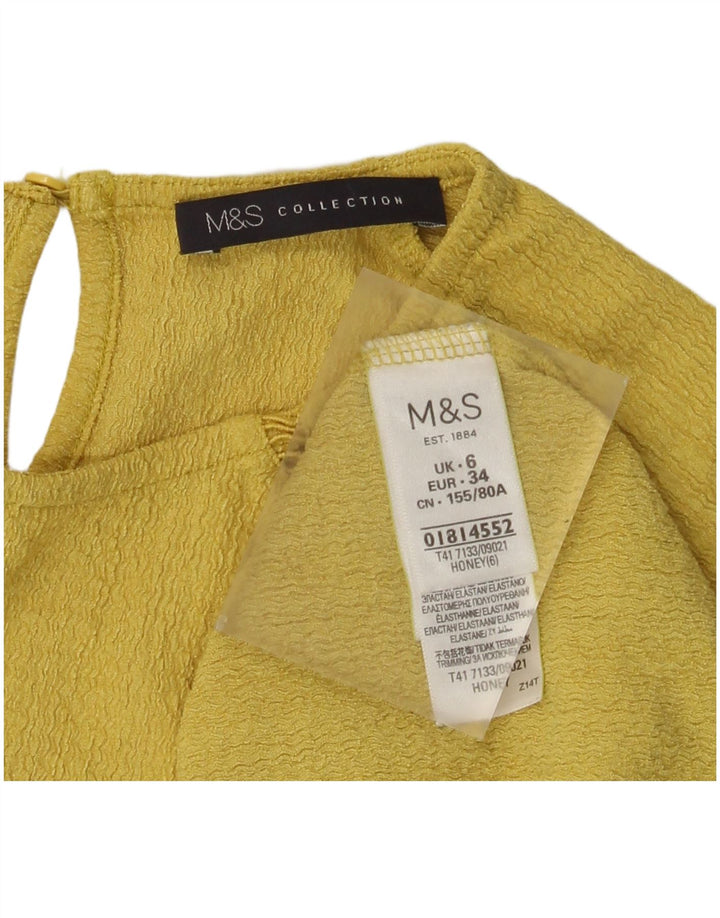Marks & Spencer Dametop Langærmet UK 6 XS Gul Polyester