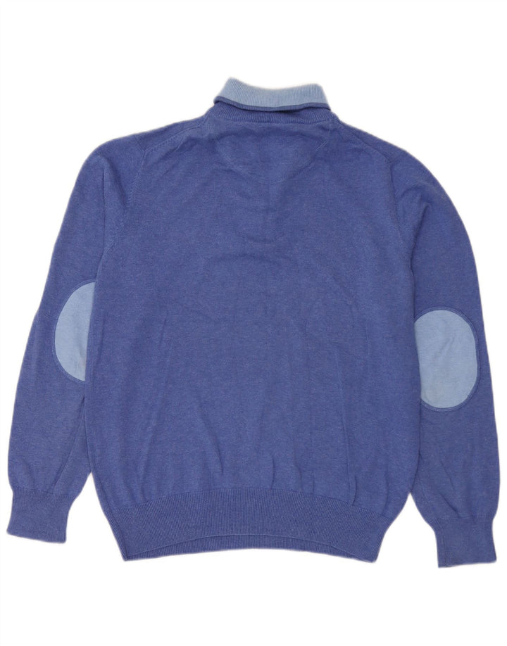 Gant Herre Zip Neck Jumper Sweater Medium Blue Bomuld