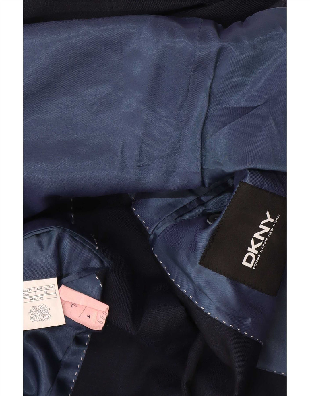 Dkny Herre 2 Knaps Blazer Jakke IT 52 XL Marineblå Uld
