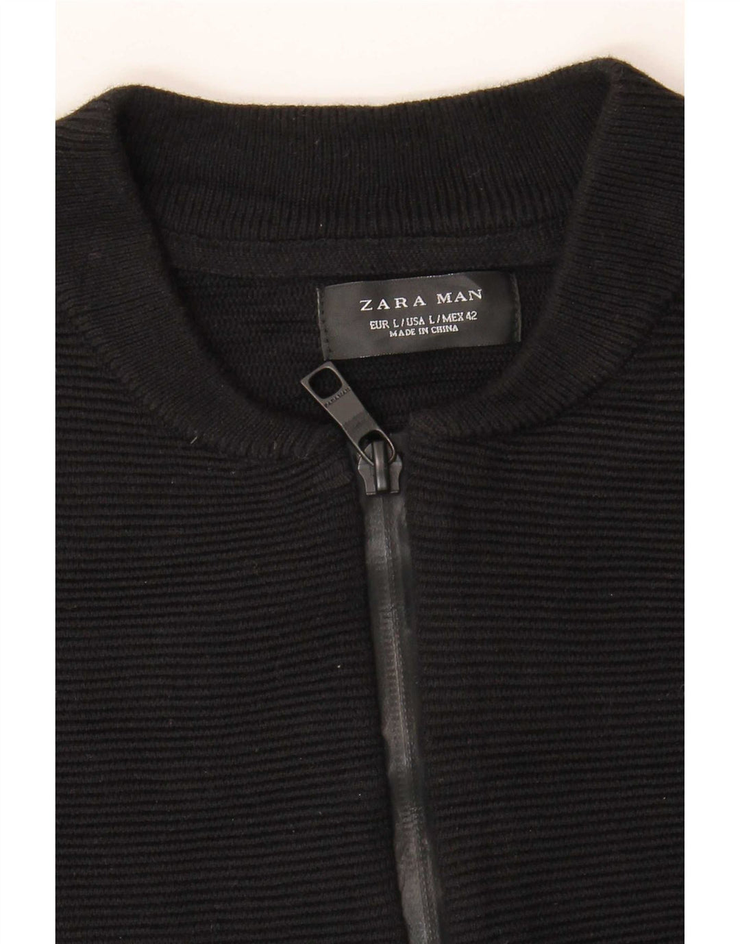 Zara Herre Cardigan Sweater Stor Sort Bomuld