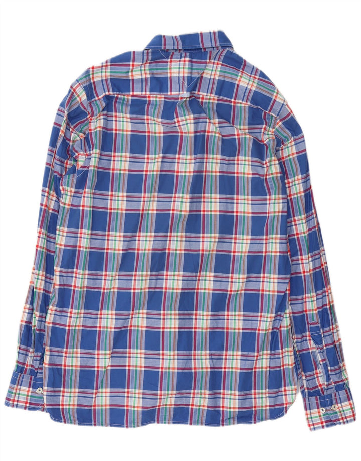 Tommy Hilfiger Herre Custom Fit skjorte mellemblå ternet bomuld