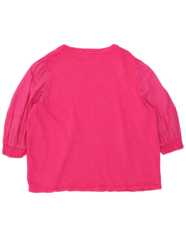 Marks & Spencer Womens Top 3/4 Sleeve UK 18 XL Pink Cotton