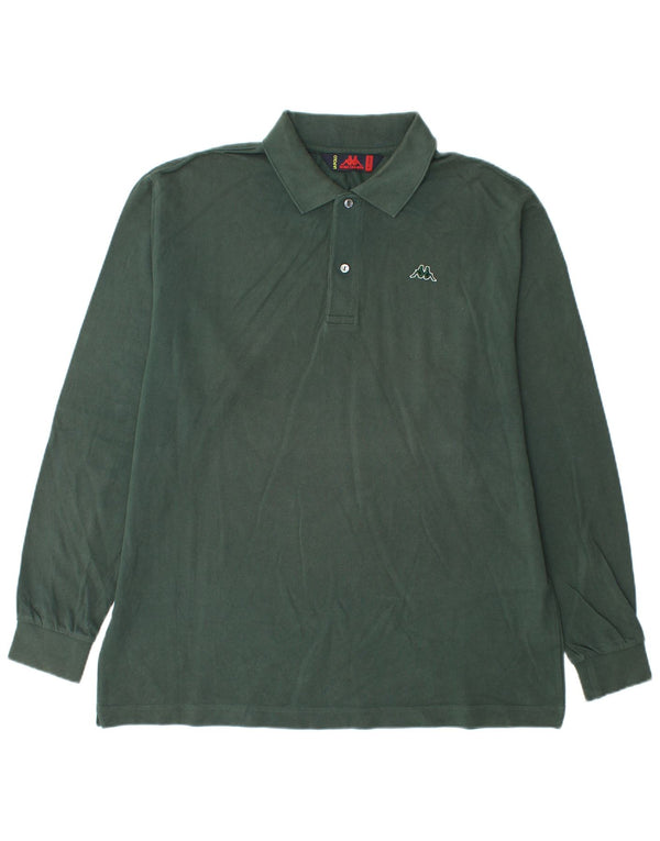 Kappa Mens Long Sleeve Polo Shirt XL Green Cotton