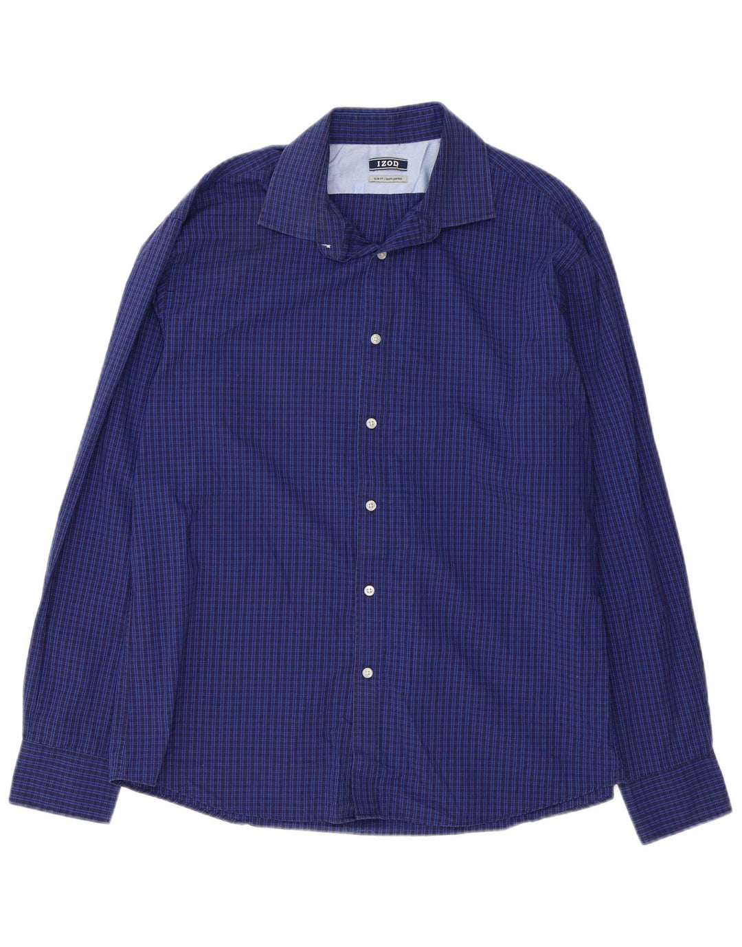 IZOD Herre Slim Fit skjorte str. 16 1/2 Stor blå ternet bomuld