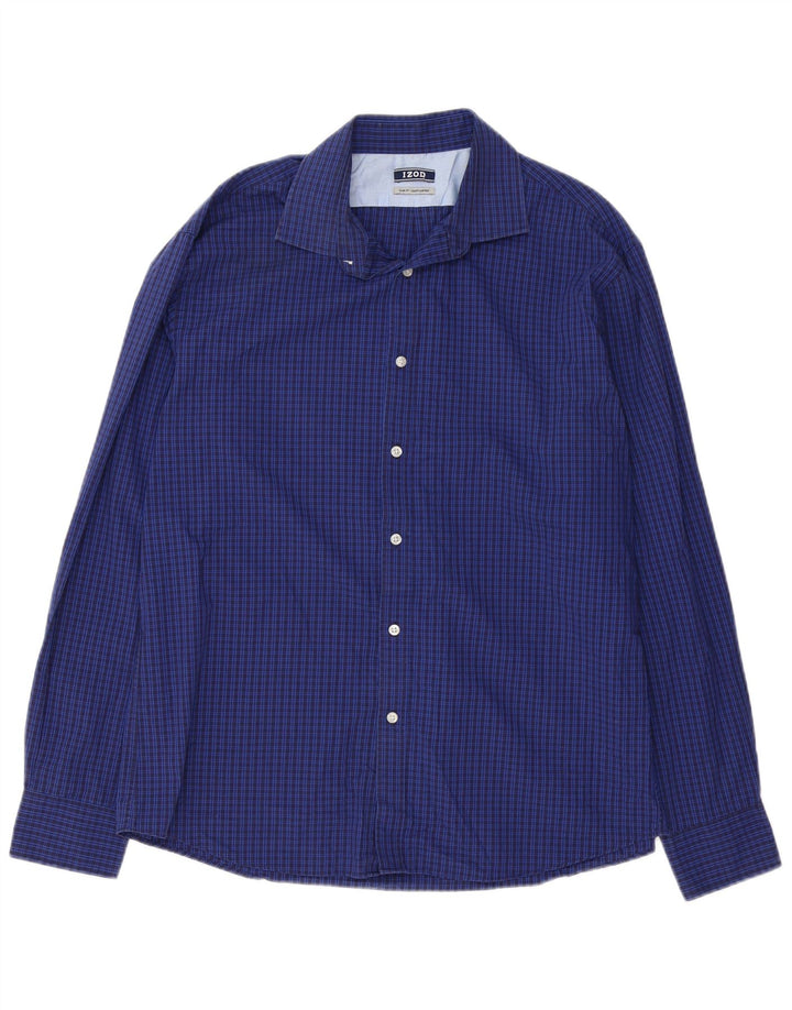 IZOD Herre Slim Fit skjorte str. 16 1/2 Stor blå ternet bomuld