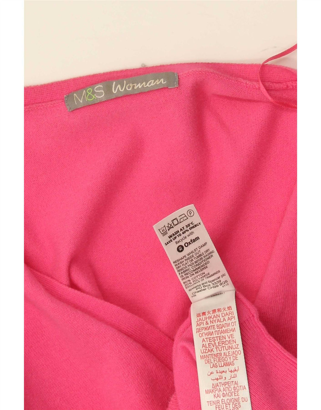 Marks & Spencer Dame Cardigan Sweater UK 10 Small Pink Bomuld