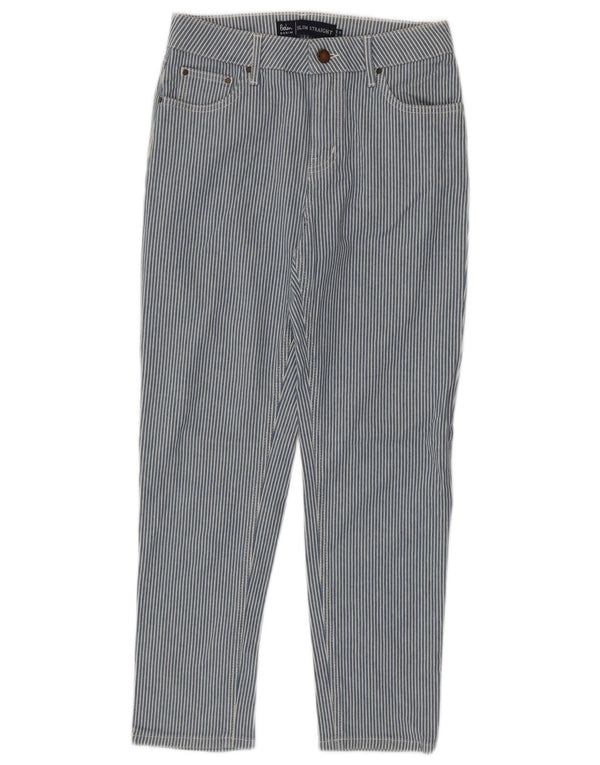 Boden Womens Slim Straight Jeans UK 10 Small W28 L26 Blue Pinstripe Cotton