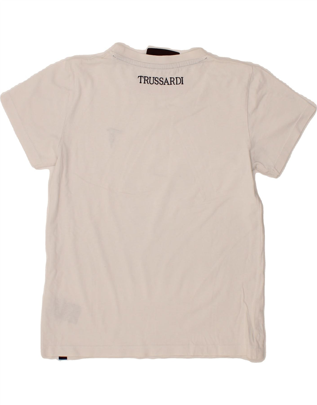 TRUSSARDI Boys T-Shirt Top 11-12 Years White Cotton Vintage Trussardi and Second-Hand Trussardi from Messina Hembry 