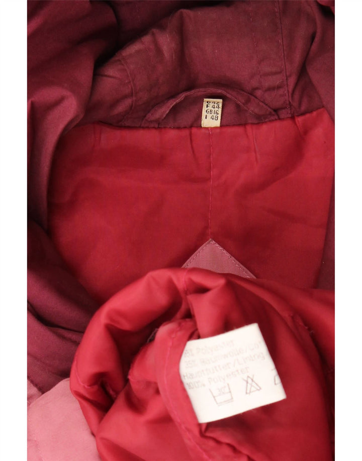 Vintage Dame Hætte Oversized Polstret Frakke UK 16 Large Pink Polyester