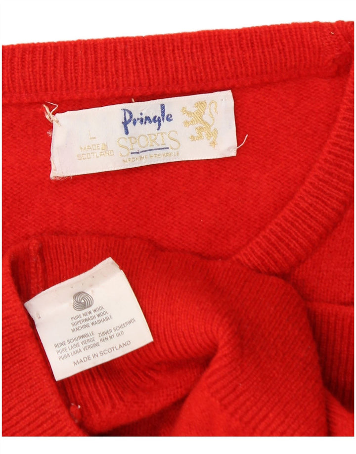 PRINGLE Herre Crew Neck trøje Sweater Large Red New Wool Sports