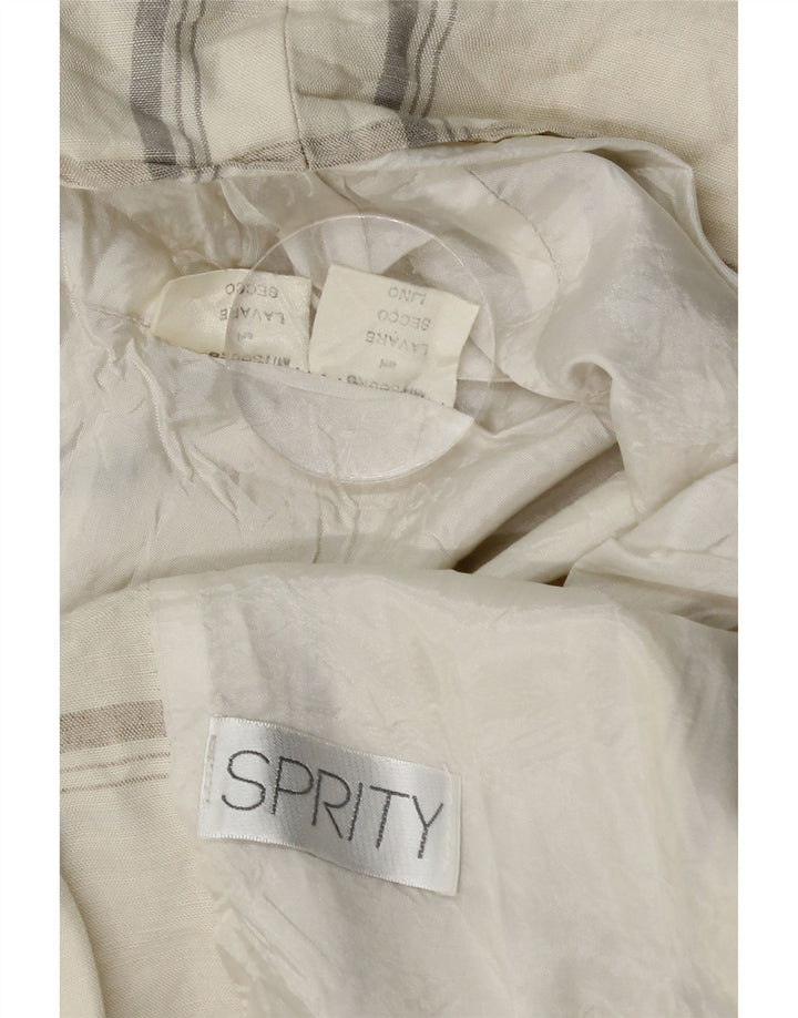 Vintage dame 1-knaps blazerjakke UK 14 Medium Beige Ternet linned