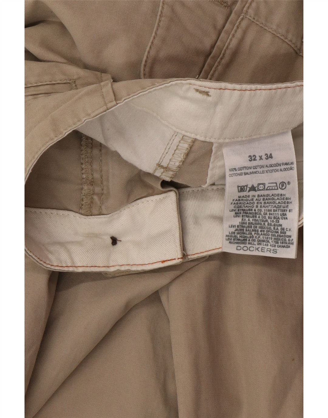 DOCKERS Straight Chino Bukser til mænd W32 L34 Beige Bomuld Classic