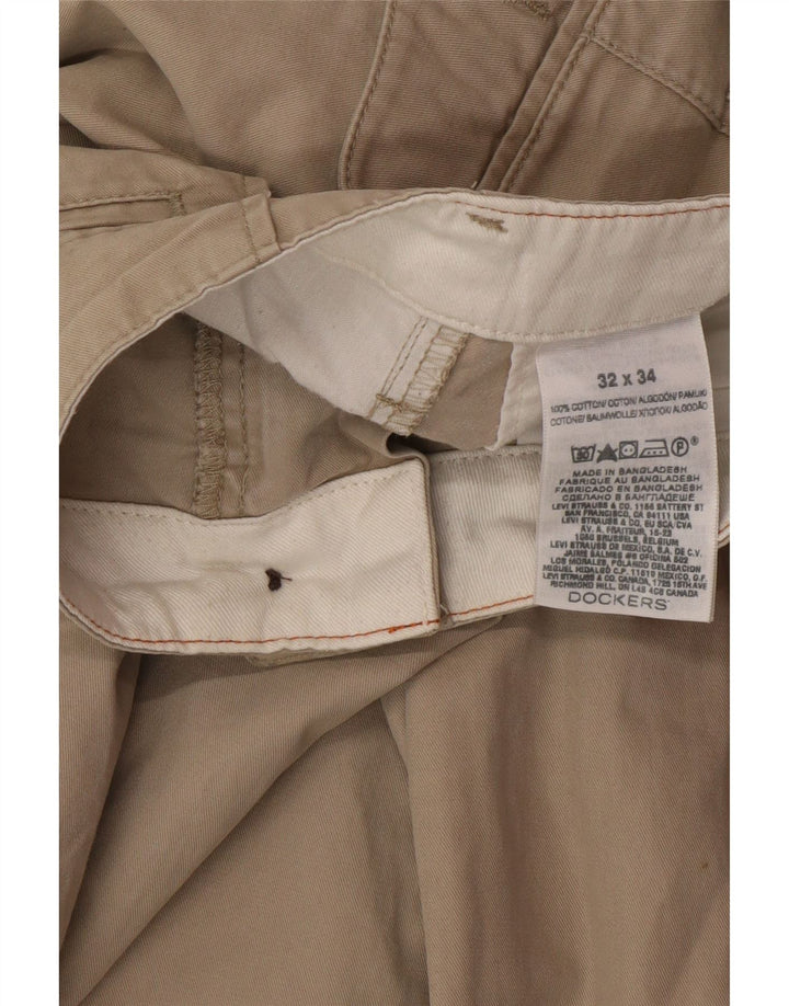 DOCKERS Straight Chino Bukser til mænd W32 L34 Beige Bomuld Classic