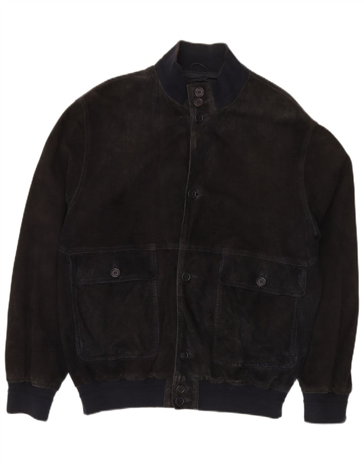 VINTAGE Bomberjakke i ruskind til mænd IT 52 XL Navyblåt læder