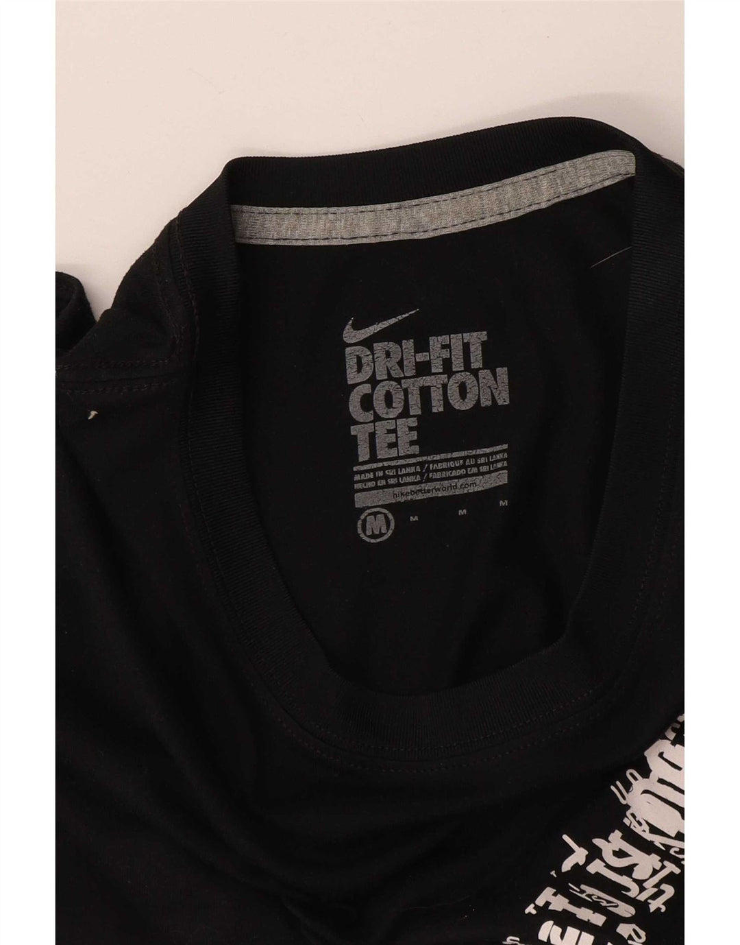Nike Dame Dri Fit Grafisk T-Shirt Top UK 14 Medium Sort