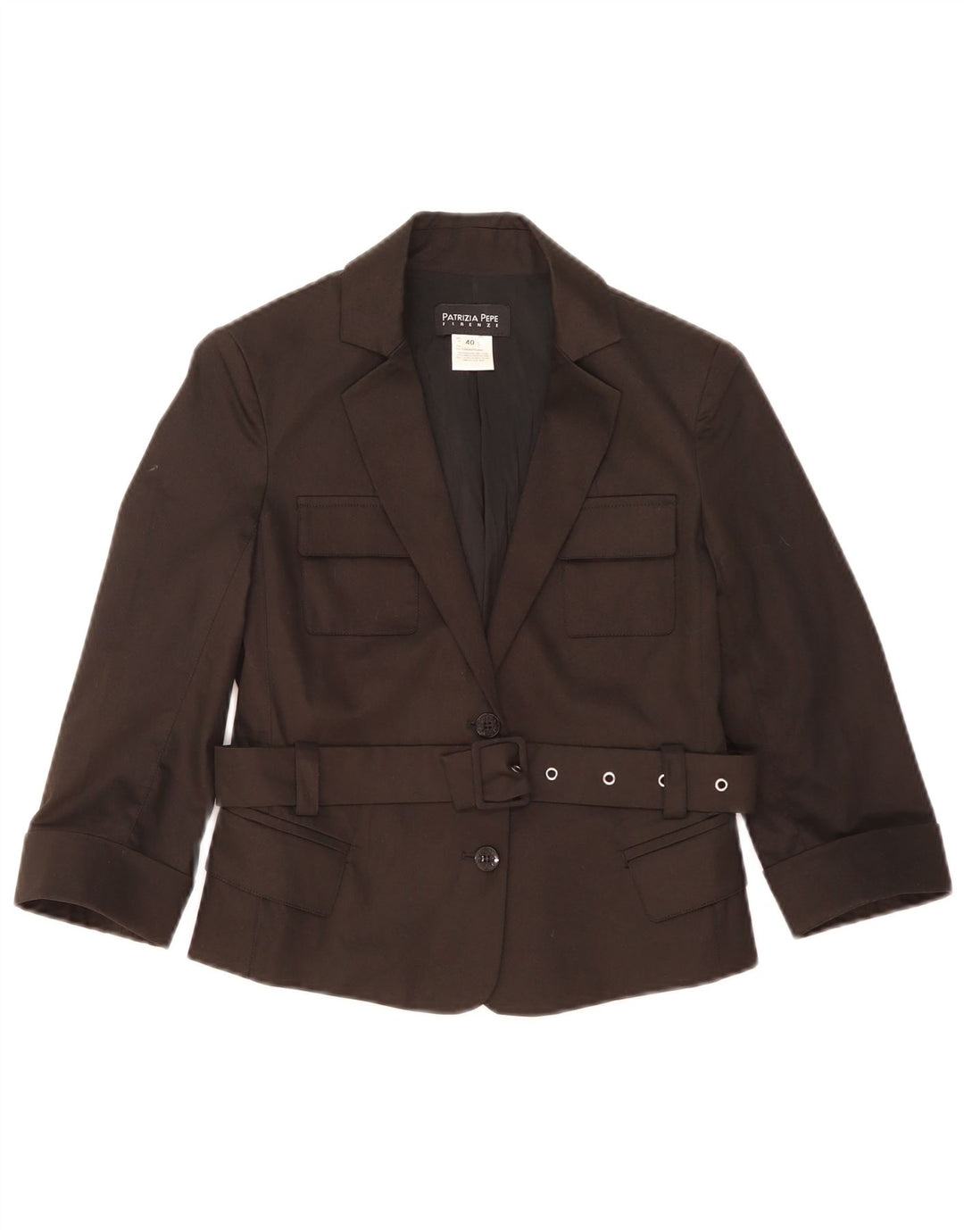 Patrizia Pepe Dame Crop 2 Button Blazer Jacket IT 40 Small Black