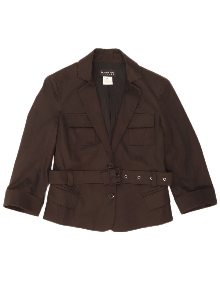 Patrizia Pepe Dame Crop 2 Button Blazer Jacket IT 40 Small Black