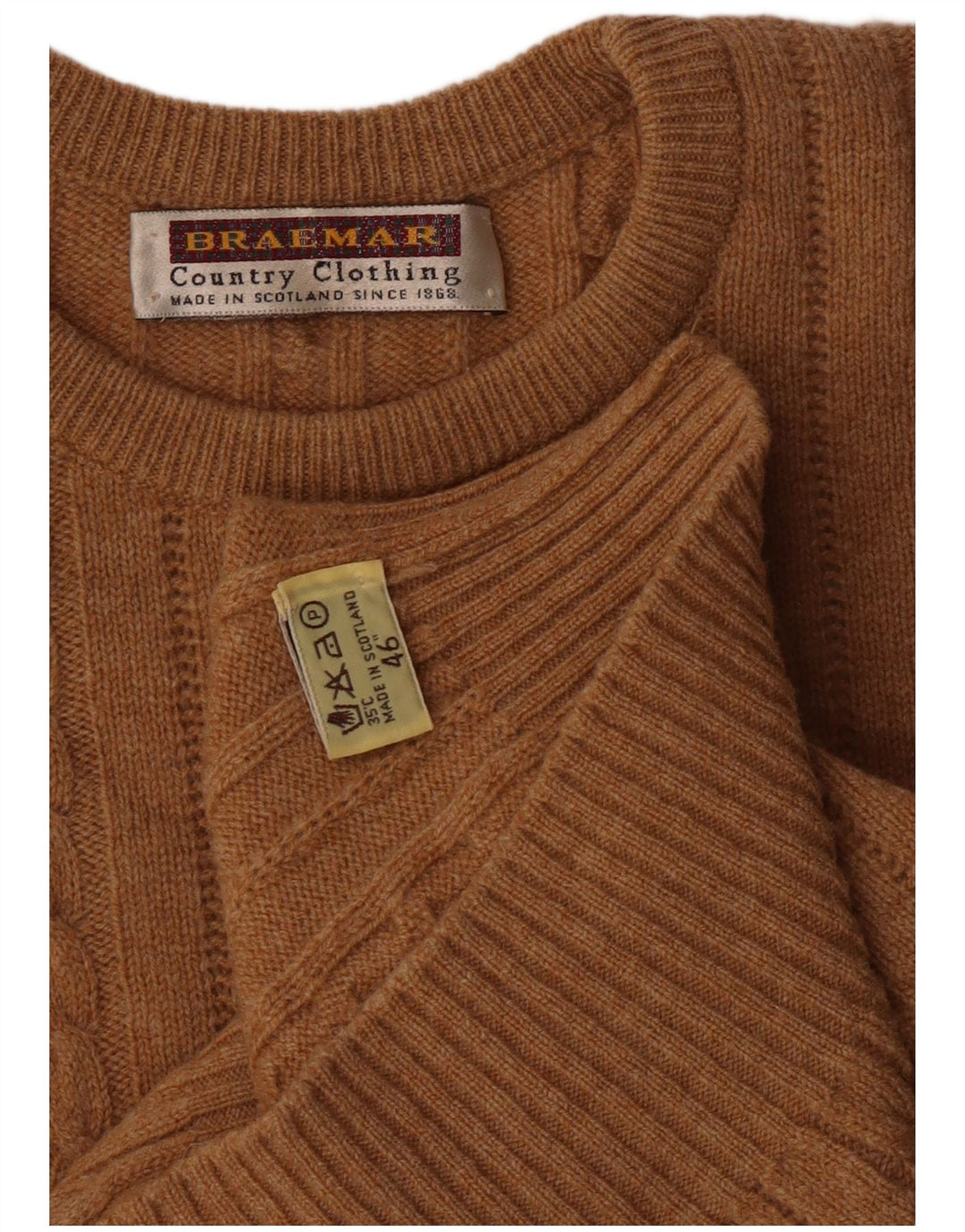 Braemar Herre Crew Neck Jumper Sweater EU 46 XL Brun lammeuld