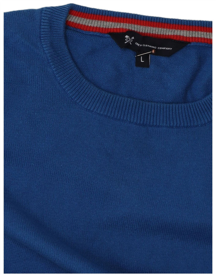 CREW TØJ Herre Crew Neck Jumper Sweater Large Blue
